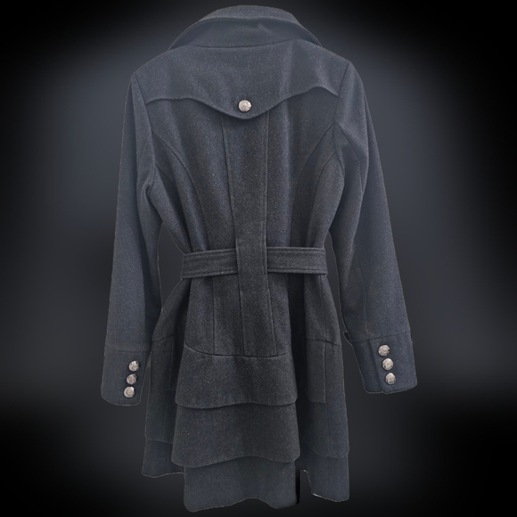 Guess charcoal color wool blend ruffled pea coat. - Picture 11 of 13